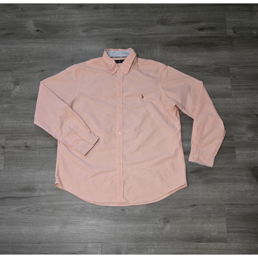 Ralph Lauren‎ Button Down Pink Dress Shirt Mens 2XL Pony Long Sleeve